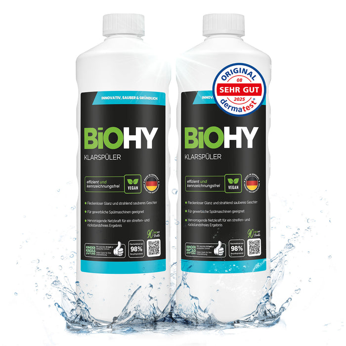 BiOHY Klarspüler im 2er-Pack – 2 x 1 Liter Konzentrat für streifenfreien Glanz