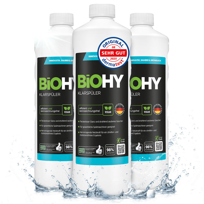 BiOHY Klarspüler im 3er-Pack – 3 x 1 Liter ergiebiges Konzentrat