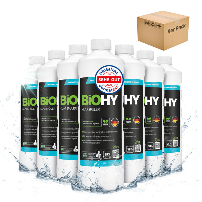 BiOHY Klarspüler im 9er-Pack – 9 x 1 Liter für Haushalt und Gastronomie