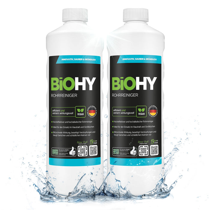 BiOHY Rohrreiniger 2er-Pack (2 x 1 Liter) – Vorteilspack gegen Verstopfungen