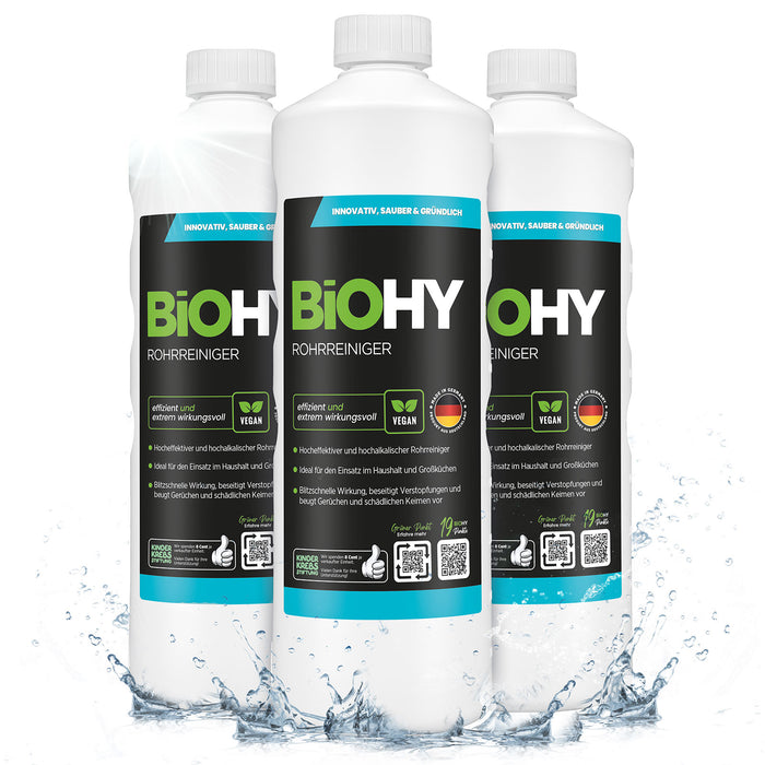 BiOHY Rohrreiniger 3er-Pack (3 x 1 Liter) – Sparpaket für Küche und Bad