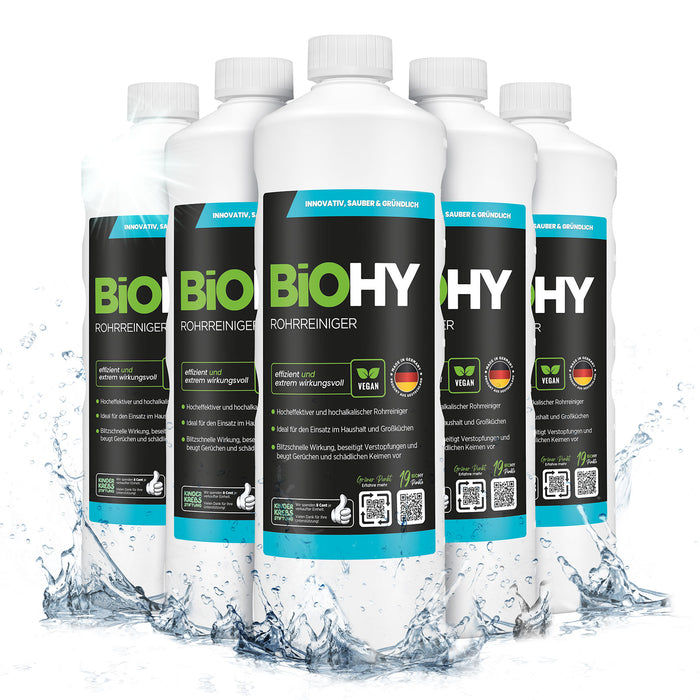 BiOHY Rohrreiniger 6er-Pack (6 x 1 Liter) – Vorratspack für den Haushalt
