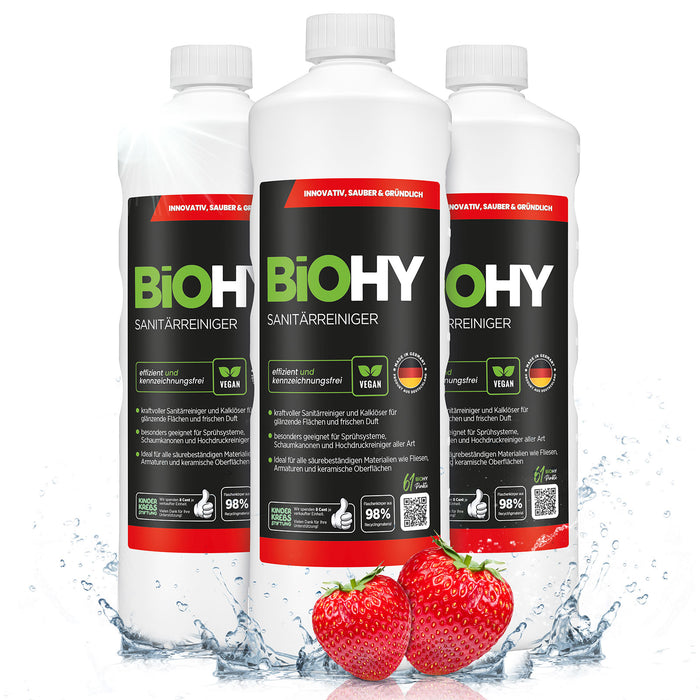 BiOHY Sanitärreiniger 3er-Pack (3 x 1 Liter) – Sparpaket gegen Kalk und Urinstein