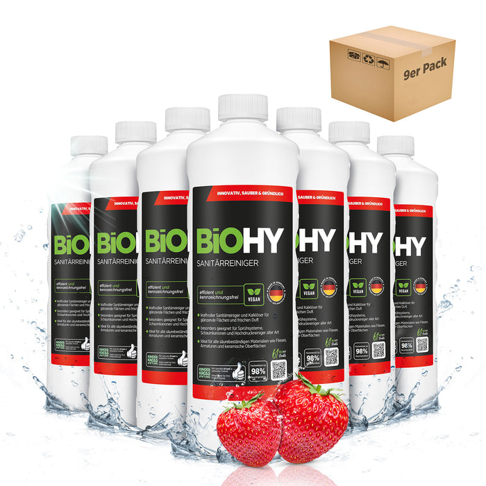 BiOHY Sanitärreiniger 9er-Pack (9 x 1 Liter) – Großpack für Gebäudereiniger