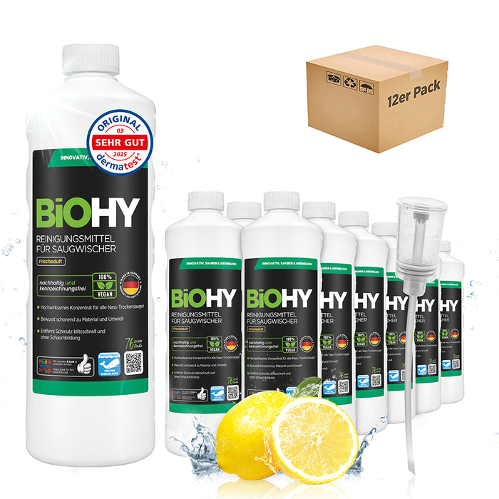 BiOHY détergent pour raclettes aspirantes, nettoyant pour aspirateurs eau et poussières, entretien des sols, nettoyant bio