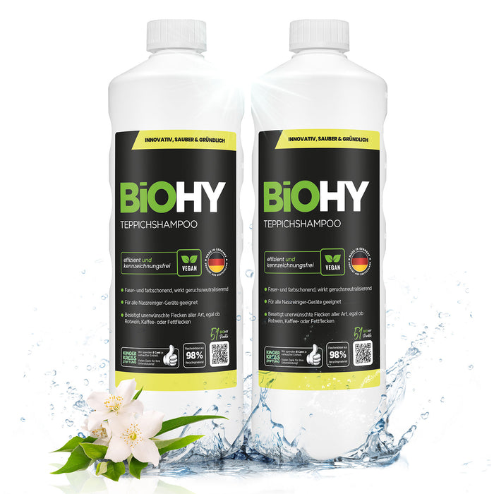 BiOHY Teppichshampoo 2er-Pack (2 x 1 Liter) – Vorteilspack für die Teppichreinigung
