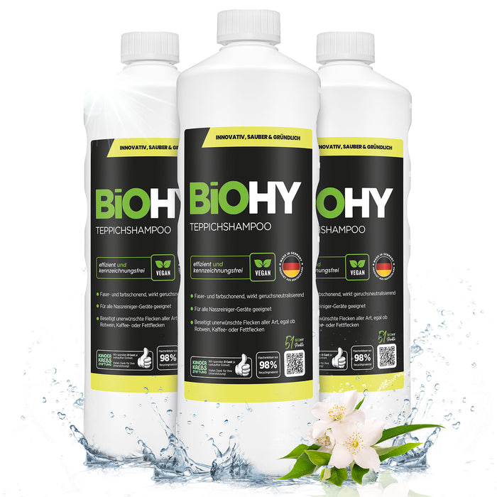 BiOHY Teppichshampoo 3er-Pack (3 x 1 Liter) – Sparpaket für große Teppichflächen