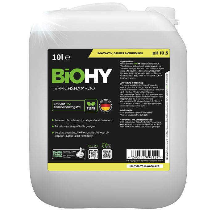 BiOHY Teppichshampoo 10er-Pack (10 x 1 Liter) – Vorratsgebinde für Reinigungsbetriebe
