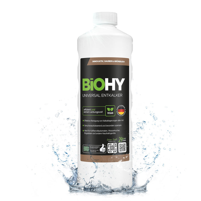 BiOHY Universal Entkalker 1 Liter – Flasche mit Etikett, Konzentrat zum Entkalken von Kaffeevollautomat, Wasserkocher und Waschmaschine