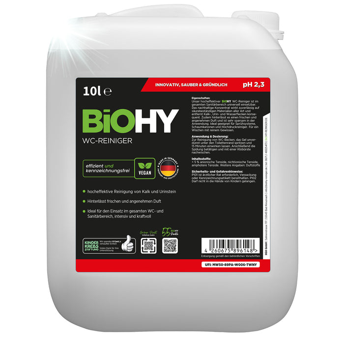 BiOHY WC-Reiniger 10-Liter-Kanister – Großgebinde für öffentliche Sanitäranlagen