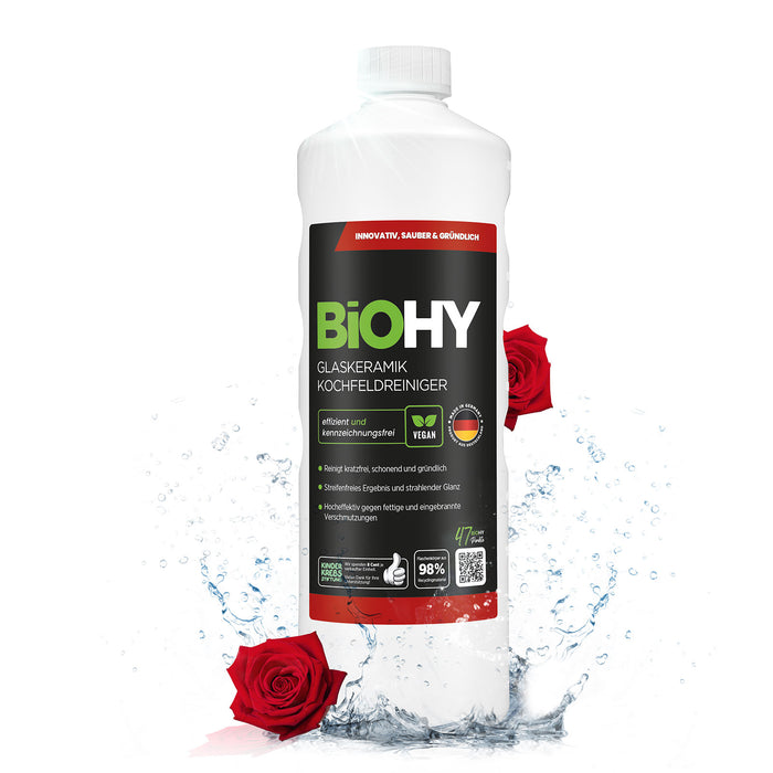 BiOHY Glaskeramik Kochfeldreiniger – 1-Liter-Flasche für Ceranfeld und Induktion