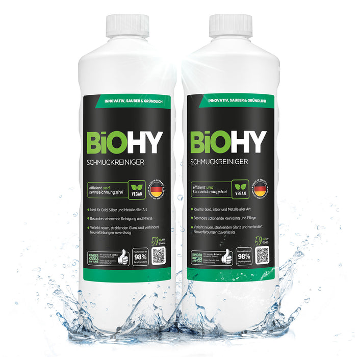 BiOHY Schmuckreiniger 2er-Pack (2 x 1 Liter) – Vorteilspack für strahlenden Schmuck