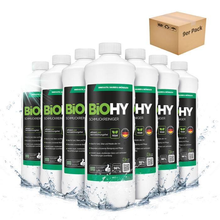 BiOHY Schmuckreiniger 9er-Pack (9 x 1 Liter) – Großpack für den Fachhandel