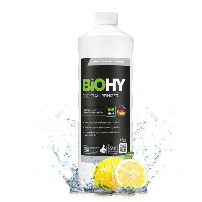 BiOHY Edelstahlreiniger 1 Liter – Konzentrat für Edelstahl, Chrom und Aluminium