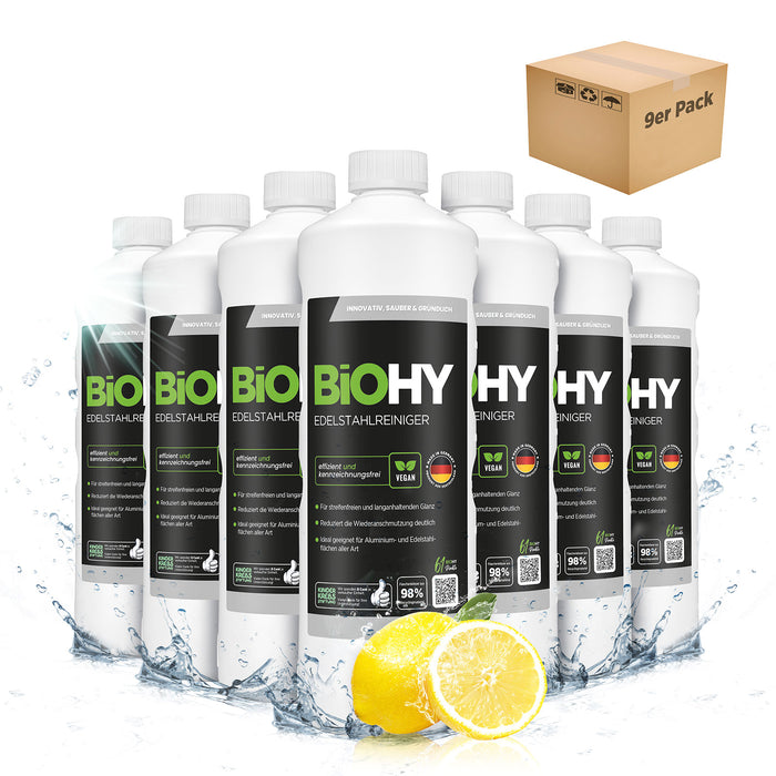 BiOHY Edelstahlreiniger Konzentrat – 9er-Pack (9 x 1 Liter)