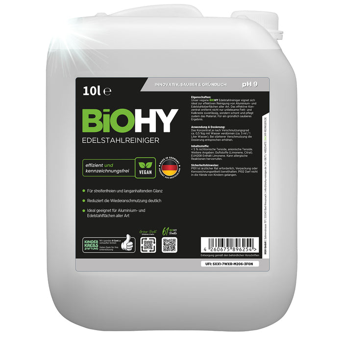 BiOHY Edelstahlreiniger Konzentrat – 10er-Pack (10 x 1 Liter)