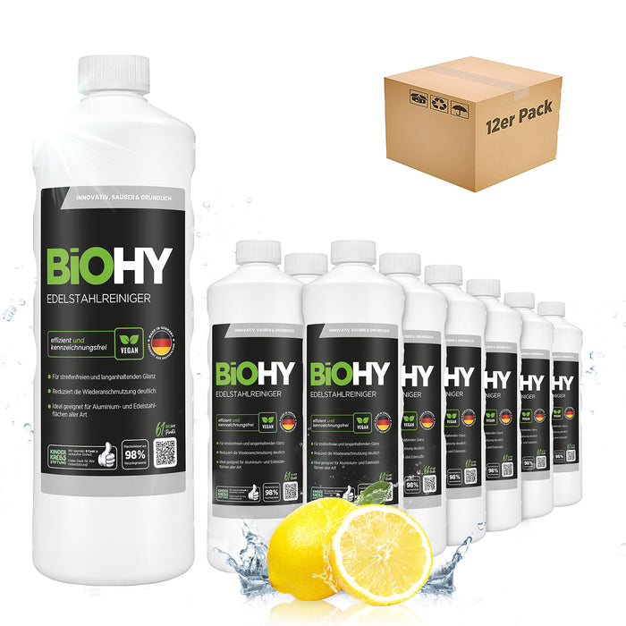 BiOHY Edelstahlreiniger Konzentrat – 12er-Pack (12 x 1 Liter)