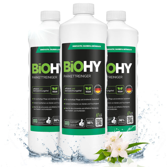 BiOHY Parkettreiniger im 3er-Pack (3 x 1 Liter)