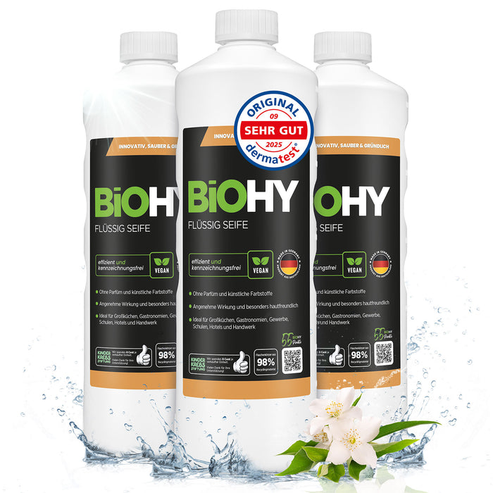 BiOHY Flüssig Seife im 3er-Pack – 3 x 1 Liter Nachfüllflasche