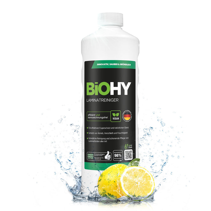 BiOHY Laminatreiniger Konzentrat, 1-Liter-Flasche, für versiegelte Laminat- und Vinylböden