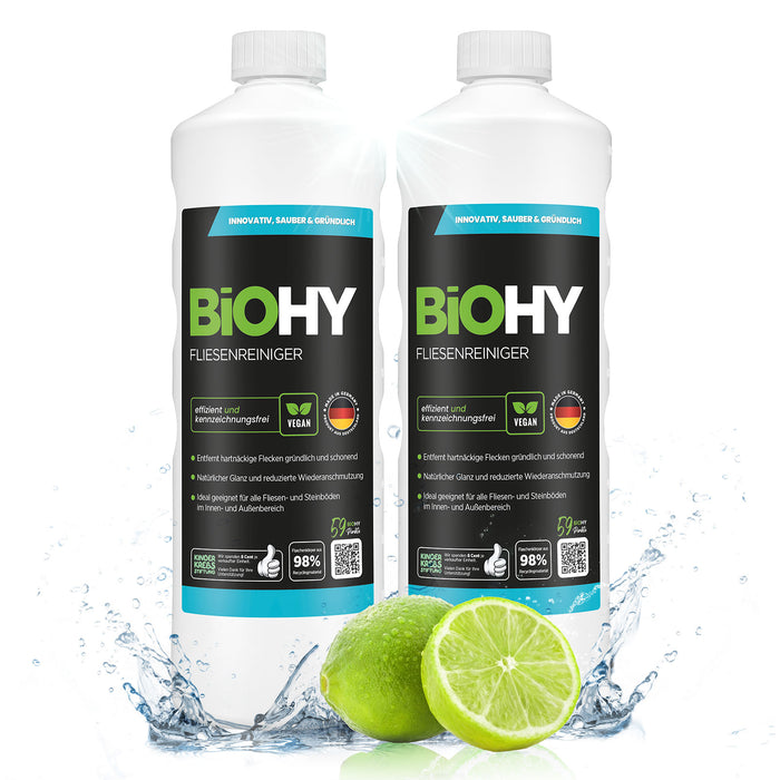 BiOHY Fliesenreiniger 2er-Pack (2 x 1 Liter) – Vorteilspack für Bad und Küche