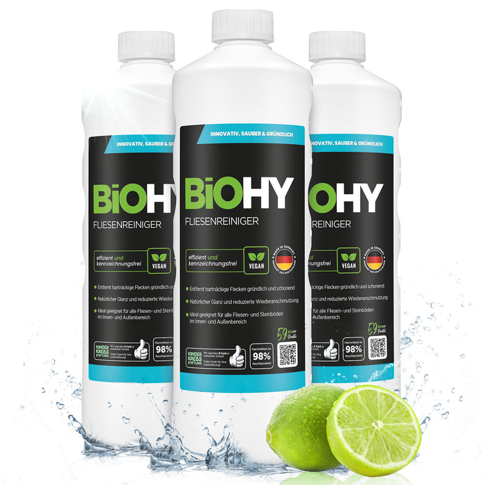 BiOHY Fliesenreiniger 3er-Pack (3 x 1 Liter) – Sparpaket für Fliesen und Fugen