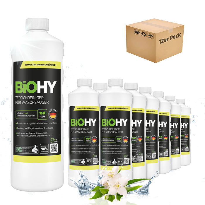 BiOHY Teppichreiniger für Waschsauger im 12er-Pack (12 x 1 Liter)