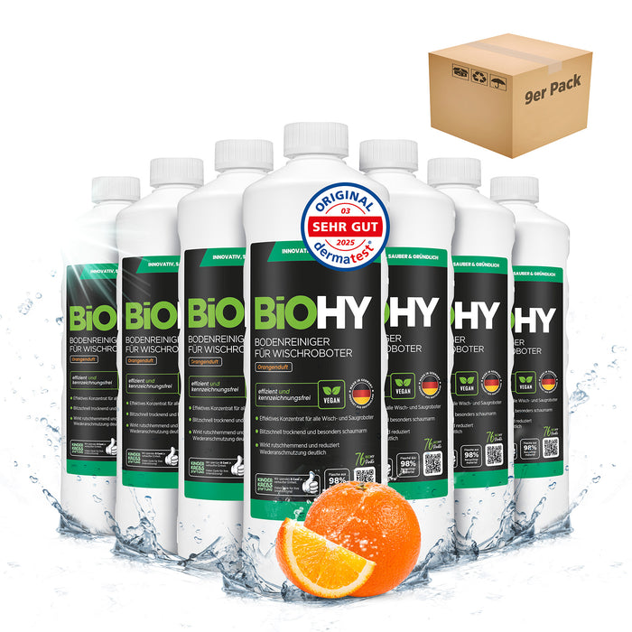 BiOHY Bodenreiniger für Wischroboter mit Orangenduft – reduziert Wiederanschmutzung (für Roborock, Dreame & Ecovacs)
