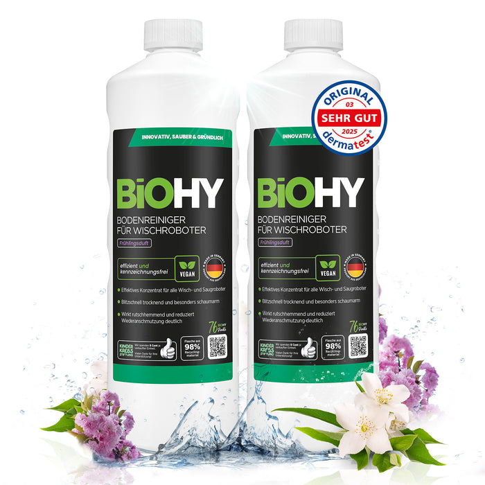 BiOHY Bodenreiniger für Wischroboter – nicht schäumendes Bio-Konzentrat für Roborock, Dreame & Ecovacs (im Einsatz)