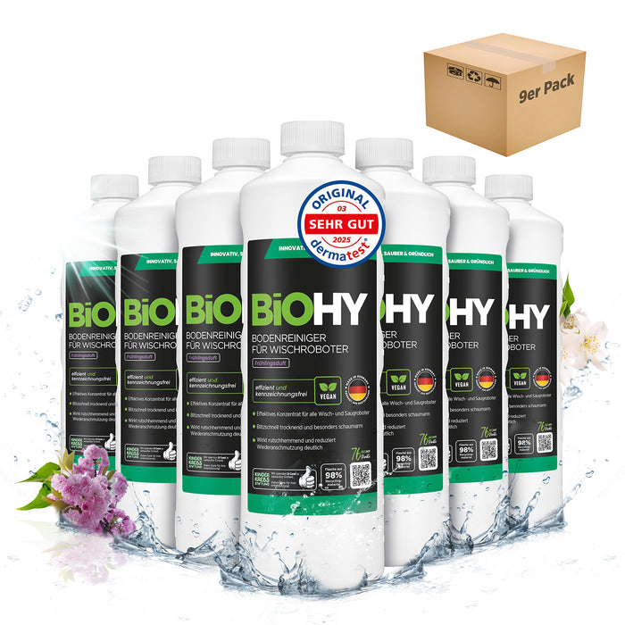 BiOHY Bodenreiniger für Wischroboter mit Frühlingsduft – ergiebiges Bio-Konzentrat (für Roborock, Dreame & Ecovacs)