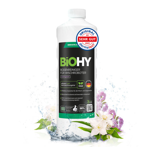 BiOHY Bodenreiniger für Wischroboter mit Frühlingsduft – nicht schäumendes Bio-Konzentrat 1 Liter