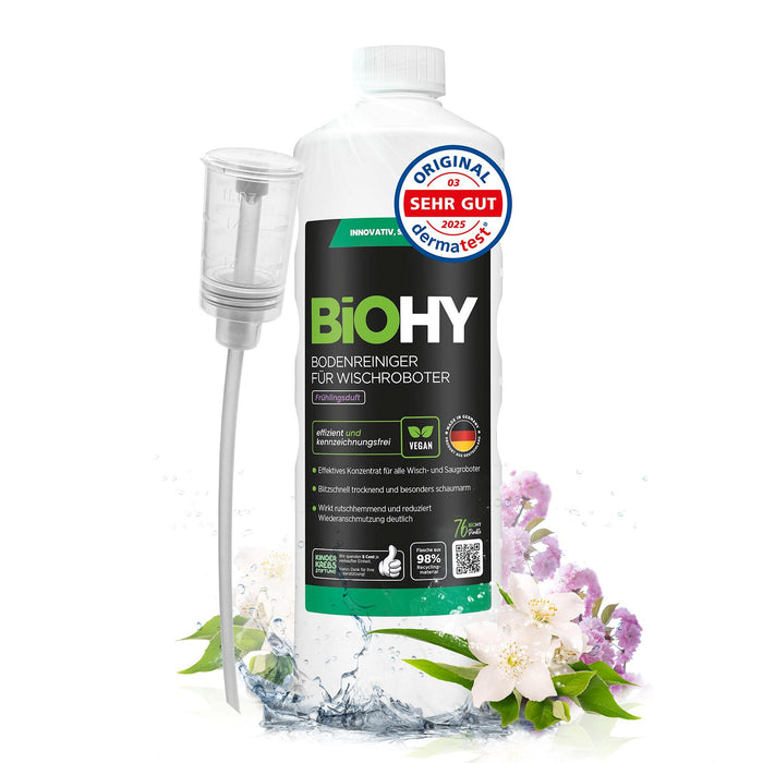 BiOHY Bodenreiniger für Wischroboter – nicht schäumendes Bio-Konzentrat für Roborock, Dreame & Ecovacs (Anwendung)