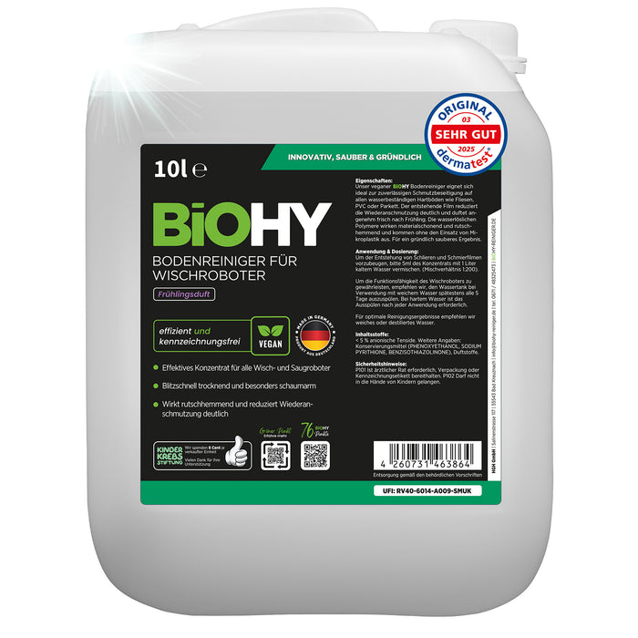 BiOHY floor cleaner for wiping robots, organic cleaner, floor wiping care, non-foaming floor cleaner