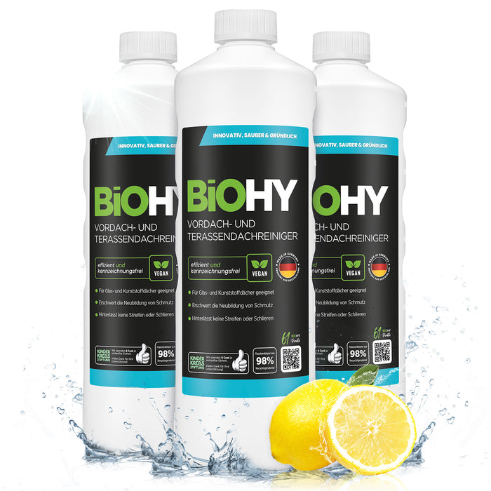 BiOHY Vordach- und Terrassendachreiniger im 3er-Pack (3 x 1 Liter)
