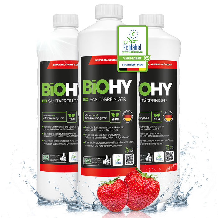BiOHY Sanitärreiniger Plus im 3er-Pack – 3 x 1 Liter Konzentrat