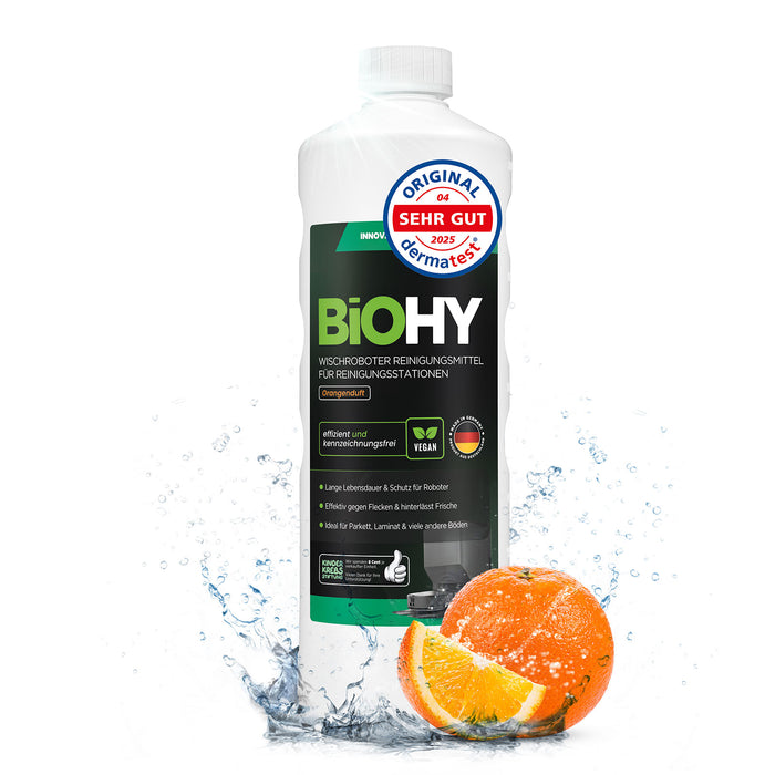 BiOHY Wischroboter-Reiniger für Reinigungsstationen, Orangenduft – nicht schäumendes Konzentrat (Roborock, Dreame)