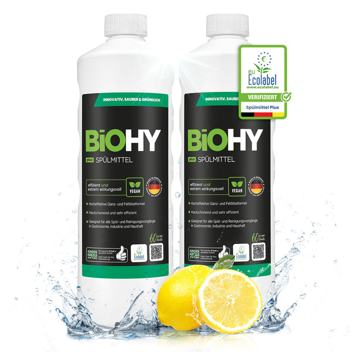 BiOHY Spülmittel Plus im 2er-Pack – 2 x 1 Liter Konzentrat