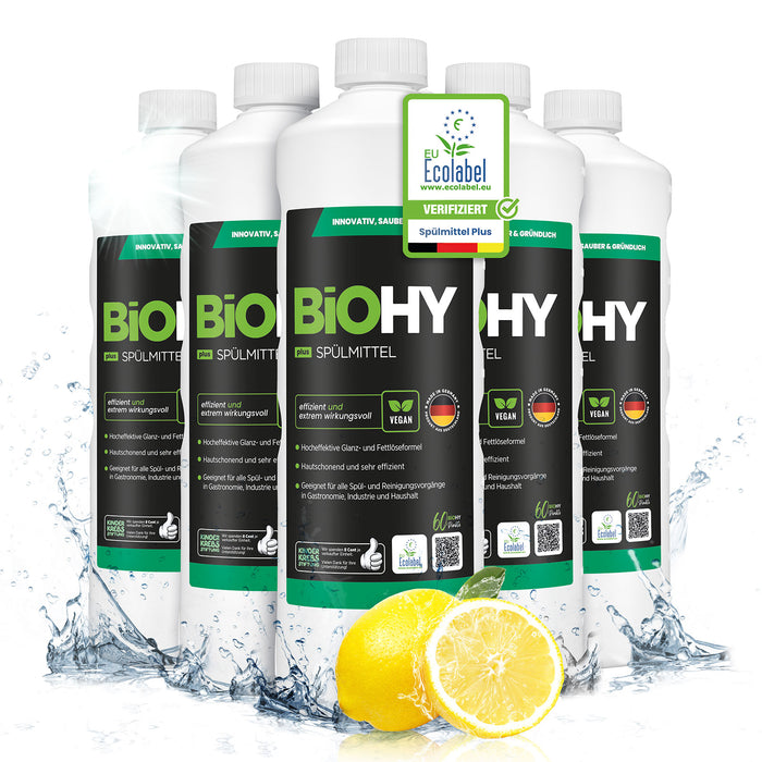 BiOHY Spülmittel Plus im 6er-Pack – 6 x 1 Liter Vorratspack