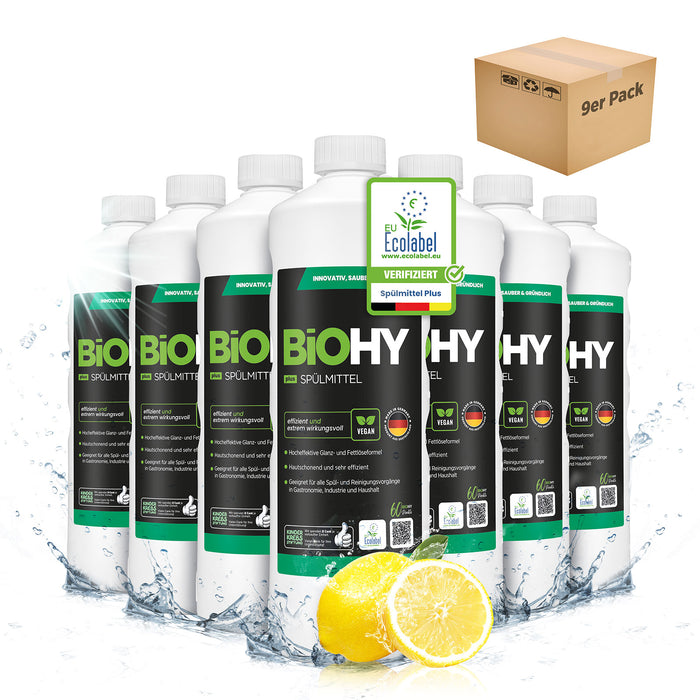 BiOHY Spülmittel Plus im 9er-Pack – 9 x 1 Liter Großpack
