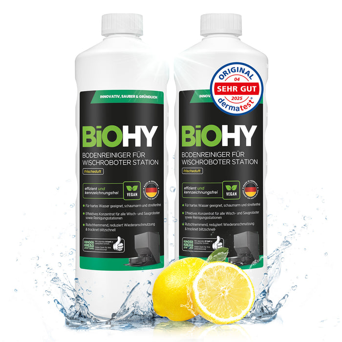 BiOHY Stationsreiniger Frischeduft 2er-Pack (2 x 1 Liter) – Konzentrat für Wischroboter-Stationen