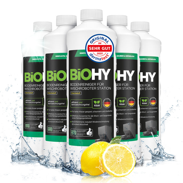 BiOHY Stationsreiniger Frischeduft 6er-Pack (6 x 1 Liter) – Vorratspack für Wischroboter-Stationen