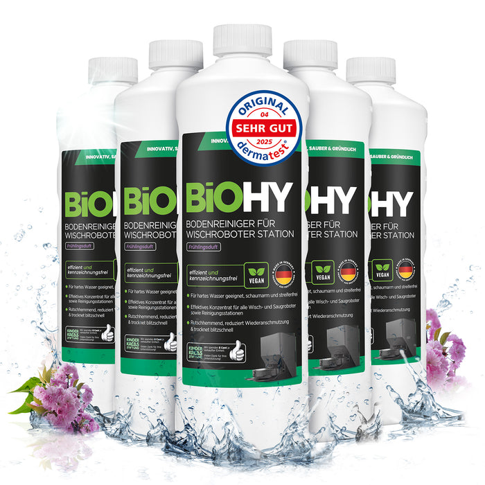 BiOHY Stationsreiniger Frühlingsduft 6er-Pack (6 x 1 Liter) – Vorratspack für Wischroboter-Stationen