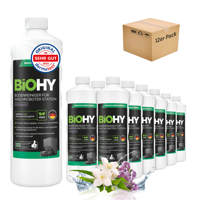BiOHY Stationsreiniger Frühlingsduft 12er-Pack (12 x 1 Liter) – Vorratsgebinde für Gewerbe