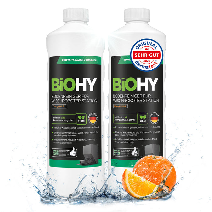 BiOHY Stationsreiniger Orangenduft – Frontansicht der 1-Liter-Flasche