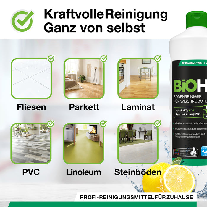 BiOHY Bodenreiniger für Wischroboter mit Dosierer