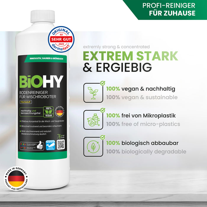 BiOHY floor cleaner for wiping robots, organic cleaner, floor wiping care, non-foaming floor cleaner