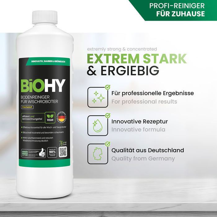 BiOHY floor cleaner for wiping robots, organic cleaner, floor wiping care, non-foaming floor cleaner