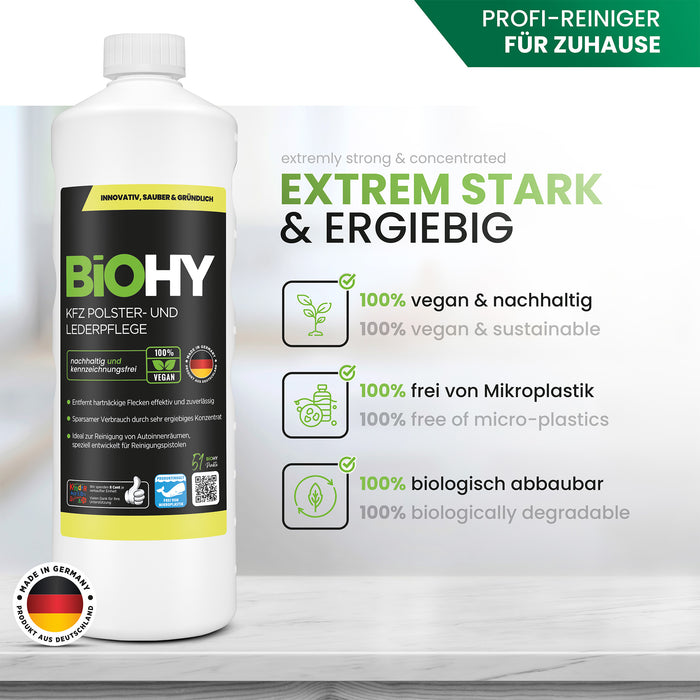 BiOHY Entretien des coussins et du cuir de voiture, Nettoyant pour coussins de voiture, Nettoyant pour sièges de voiture, Entretien de l'habitacle