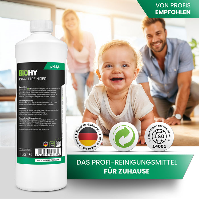 BiOHY Parkettreiniger – Flasche in Nahaufnahme