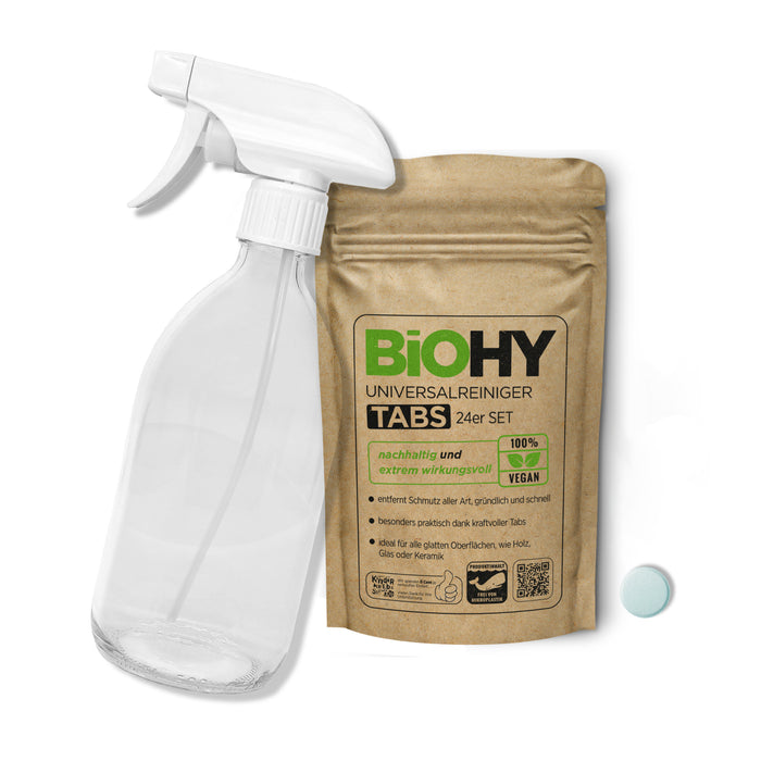 BiOHY Glasflaschen-Set mit Universalreiniger Tabs